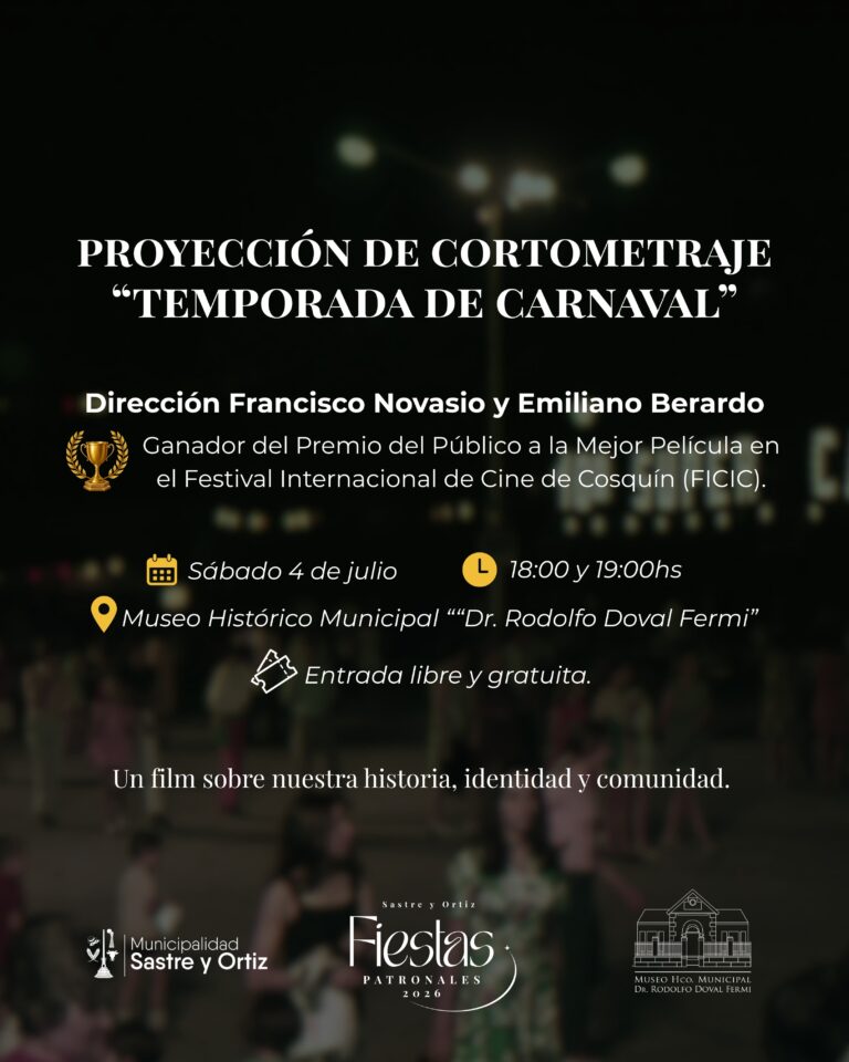Llega a Sastre la proyección del cortometraje “Temporada de carnaval”