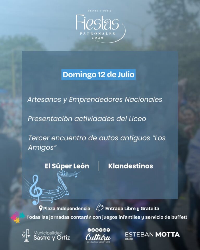 Las Fiestas Patronales de Sastre y Ortiz continúan este domingo con música, autos antiguos y propuestas para toda la familia
