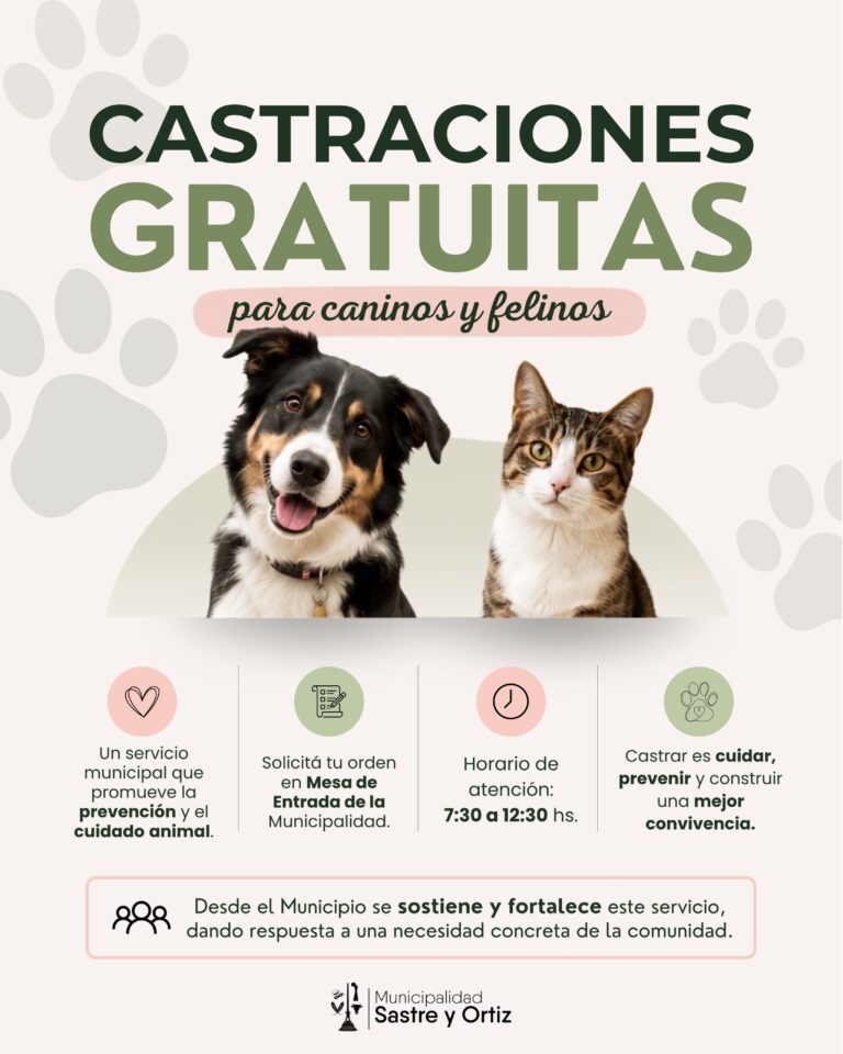 Sastre continúa con el programa de castraciones gratuitas para perros y gatos