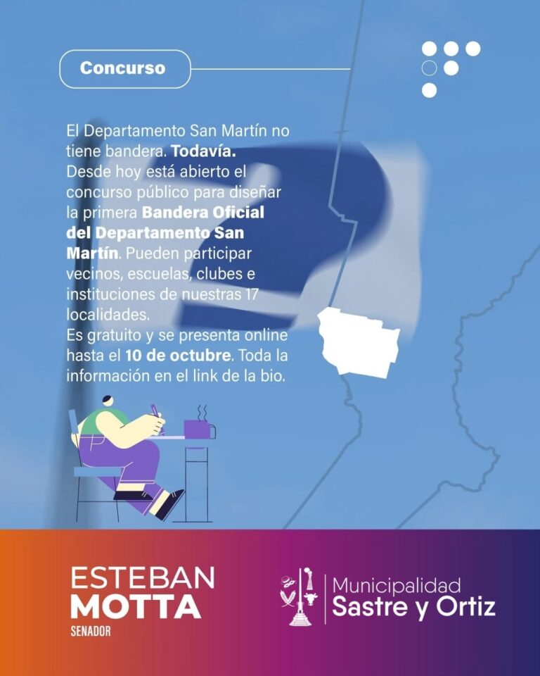 Abrieron la convocatoria para diseñar la Bandera Oficial del Departamento San Martín